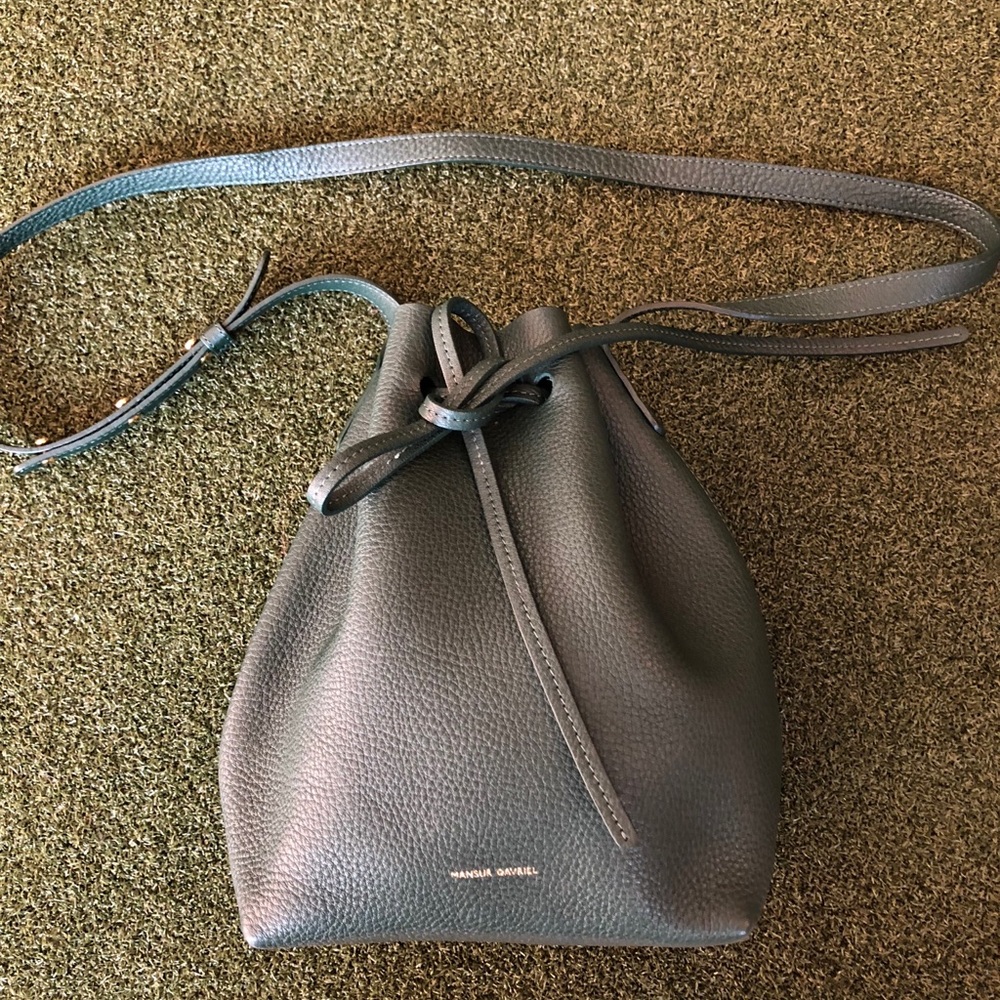 Mansur Gavriel tumble mini bucket moss